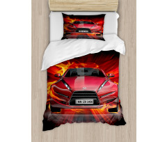 Fire Car Speeding Flames Duvet Cover Set