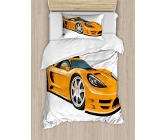 Orange Fast Sports Car Duvet Cover Set