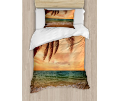 Exotic Seascape with Palm Duvet Cover Set