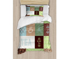 Checkered Tea Images Duvet Cover Set