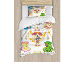 Vivid Teacups Sweets Duvet Cover Set