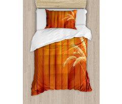 Wheat Spikes Wood Plank Duvet Cover Set