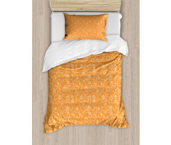 Pumpkin Leaves Swirls Duvet Cover Set