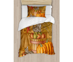 Rustic Barnyard Kitten Duvet Cover Set