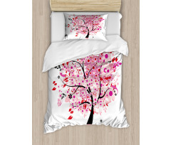 Abstract Tree and Flowers Duvet Cover Set