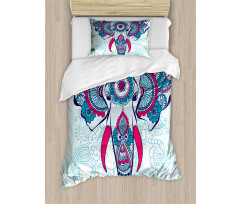 Doodle Elephant Design Duvet Cover Set