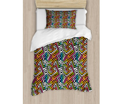 Grunge Puzzle Retro Duvet Cover Set