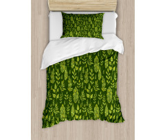 Patterned Green Leaves Duvet Cover Set