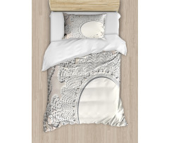 Medallion Lace Ornate Pearl Duvet Cover Set