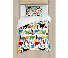 Colorful Cats and Dogs Duvet Cover Set