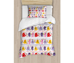 Dancing Floral Elephants Duvet Cover Set