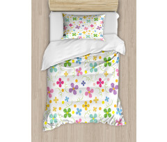 Spring Daisies Dots Sketch Duvet Cover Set