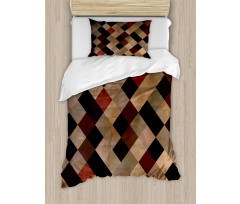 Antique Brown Toned Grid Duvet Cover Set