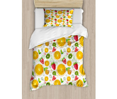 Fresh Citrus Kiwi Lemon Duvet Cover Set