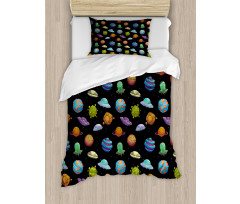 UFOs and Abstract Planet Duvet Cover Set