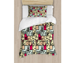 Robots on Grid Squares Duvet Cover Set