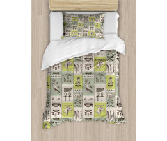 Hieroglyphs Animals Duvet Cover Set