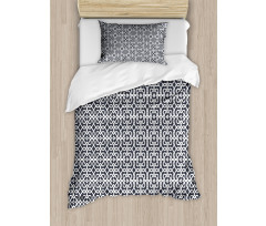 Dark Swirls Squares Duvet Cover Set