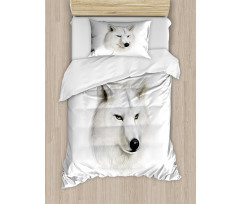 White Canine Head Mammal Duvet Cover Set