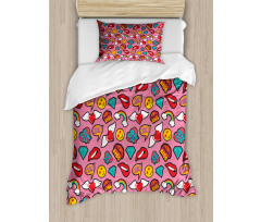 Dotted Hearts Rainbow Duvet Cover Set