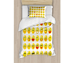Funny Yellow Round Heads Duvet Cover Set