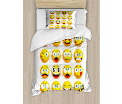 Smiley Faces Composition Duvet Cover Set