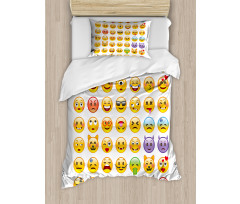 Many Emoticons Aliens Duvet Cover Set