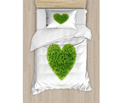 Heart with Fresh Leaves Duvet Cover Set