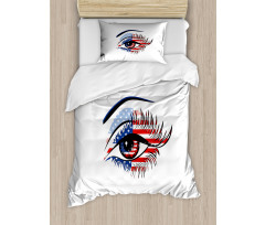 USA Flag Female Eye Duvet Cover Set