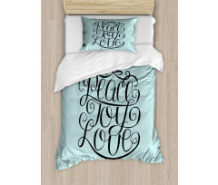 Peace Love Joy Lettering Duvet Cover Set