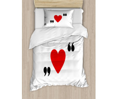 Red Simple Heart Duvet Cover Set