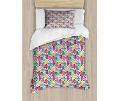 Colorful Romantic Mascots Duvet Cover Set