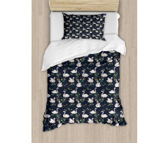 Lilies Cattails Waterfowls Duvet Cover Set