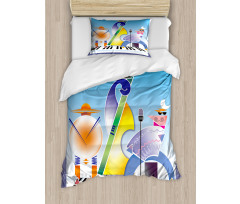 Geometric Shapes Band Duvet Cover Set