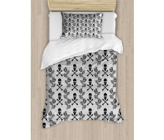 Lace Style Roses Skulls Duvet Cover Set