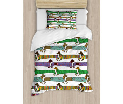 Dachshunds in Clothes Duvet Cover Set