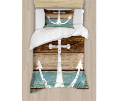 Grunge Marine Wooden Plank Duvet Cover Set