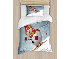 Skiing 3D Style Winter Duvet Cover Set