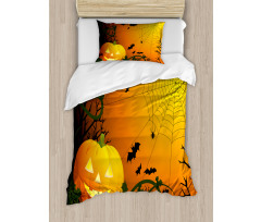 Pumpkin Leaves Bats Duvet Cover Set