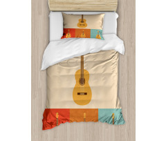 Acoustic Guitars Retro Duvet Cover Set