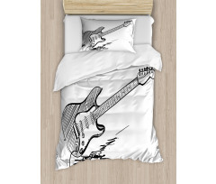 Rock Music Sketch Art Duvet Cover Set