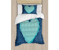 Denim Heart Love Duvet Cover Set