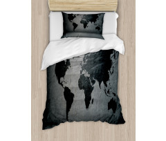 World Map on Wall Duvet Cover Set