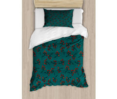 Red Berry Christmas Rustic Duvet Cover Set