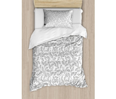 Monochrome Floral Rustic Duvet Cover Set