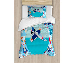 Airplane Composition Duvet Cover Set