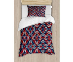 Tartan Geometric Floral Duvet Cover Set