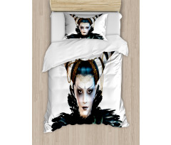 Gothic Lady Hair Horns Duvet Cover Set