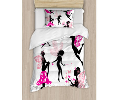 Silhouette of Winged Girl Duvet Cover Set