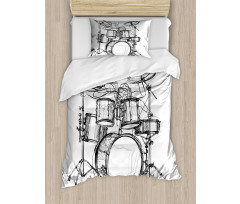 Drummer Doodle Art Duvet Cover Set